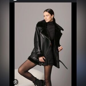 Avec les filles  FAUX SHEARLING BOYFRIEND BIKER